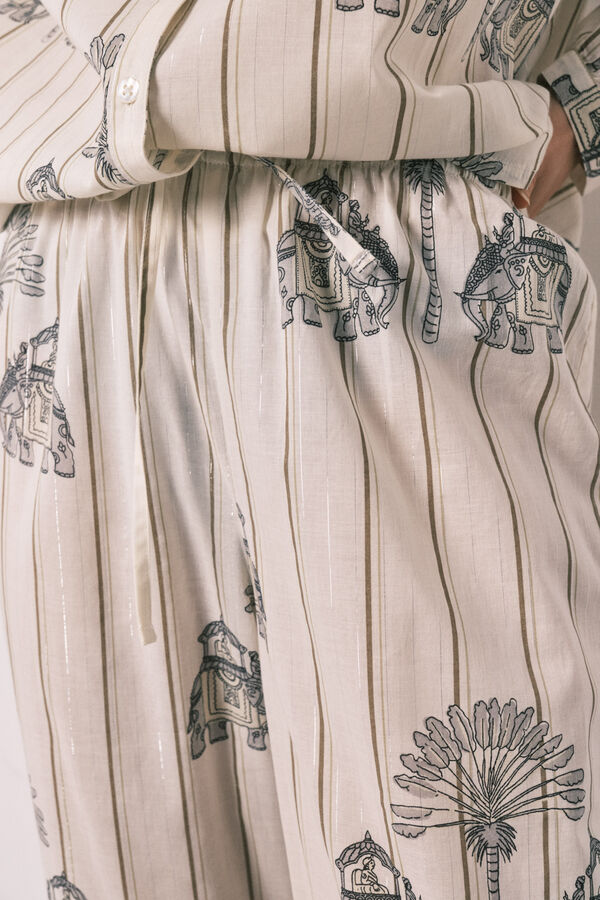 Women'secret Printed cotton long pyjamas white