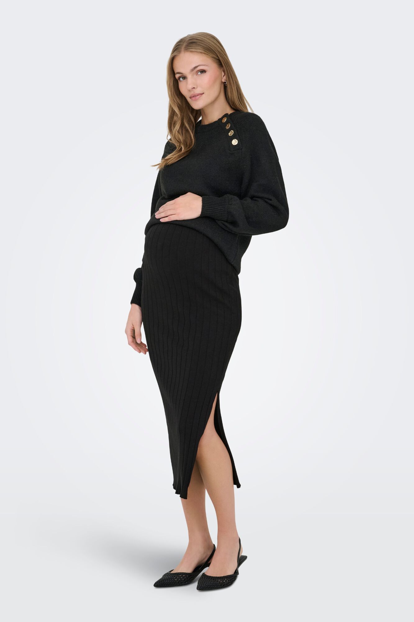 Only Maternity Falda midi canal&eacute; maternity
