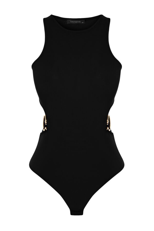 Trendyol Fitted halter neck cut bodysuit black