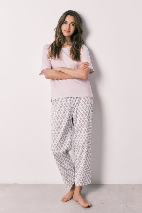 Women'secret Pink 100% cotton stamp print pyjamas pink