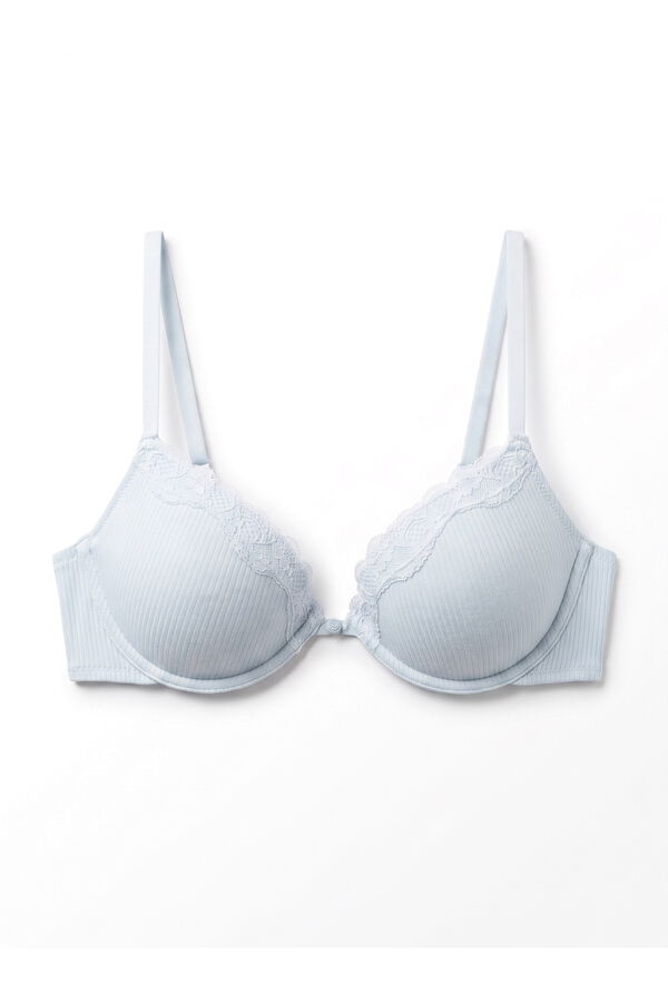Women'secret Blue cotton padded classic bra BEAUTIFUL blue