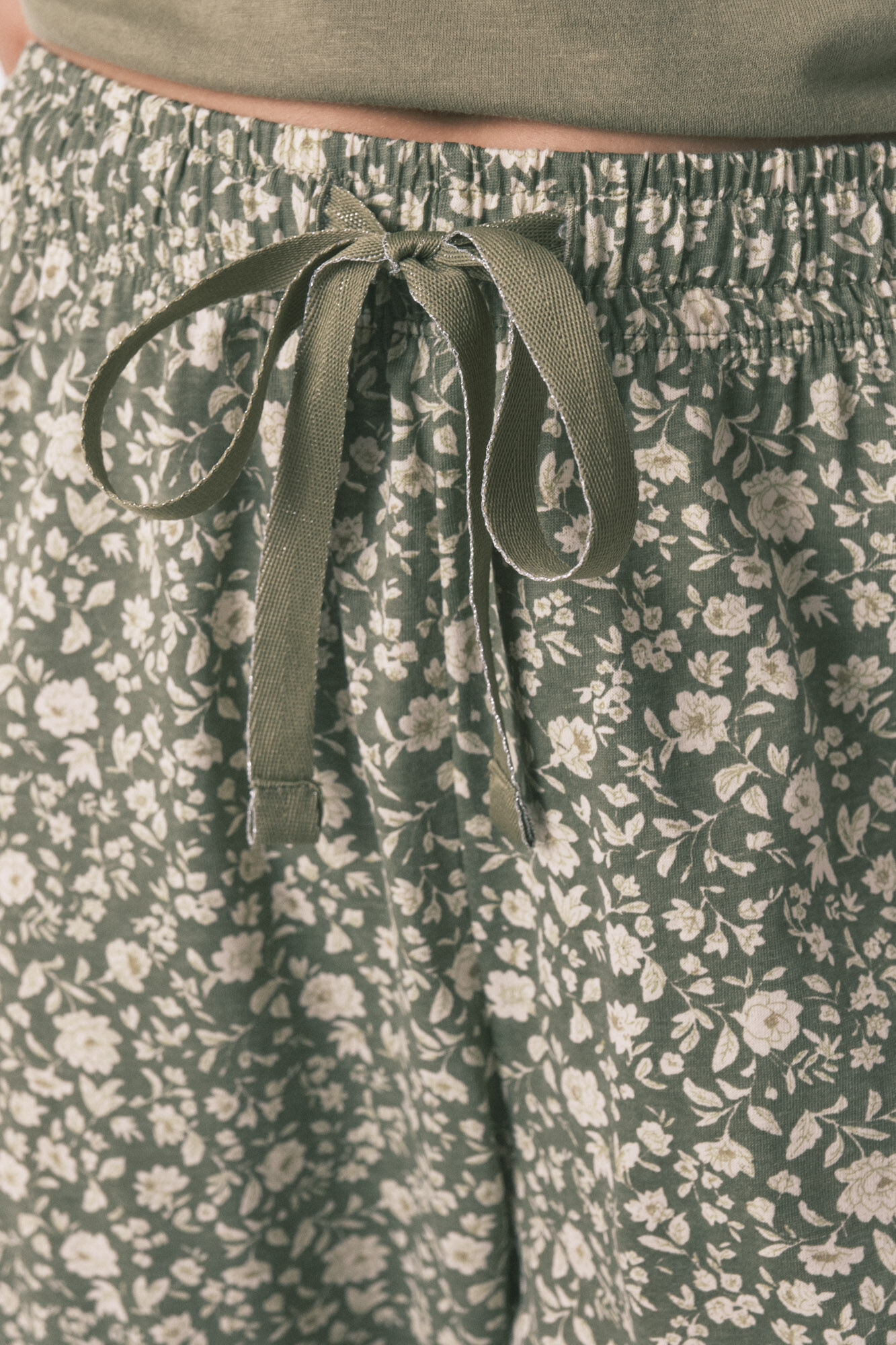 Women'secret Duga pidžama od 100% pamuka, boje Smajli u kaki boji