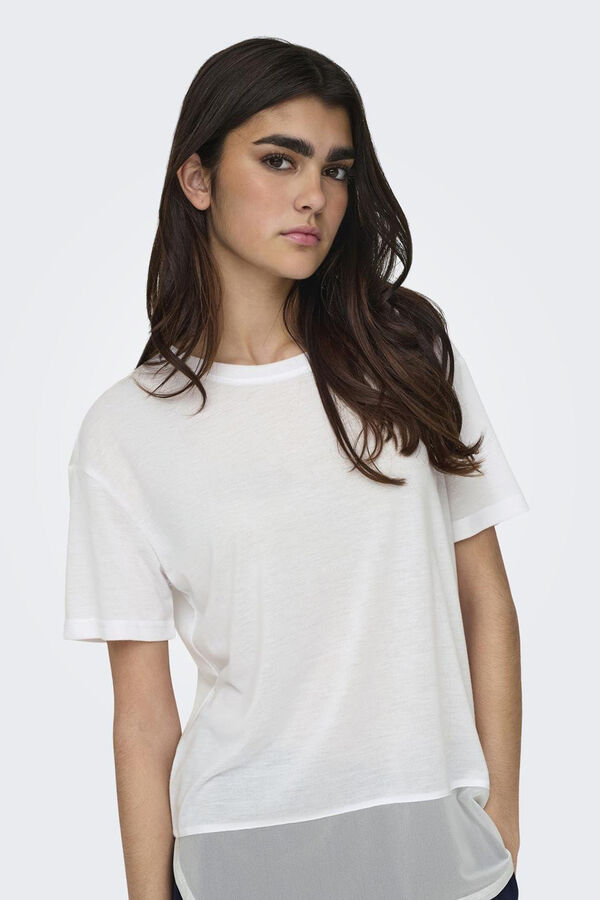 Womensecret Weites Shirt mit kurzen Ärmeln Weiß