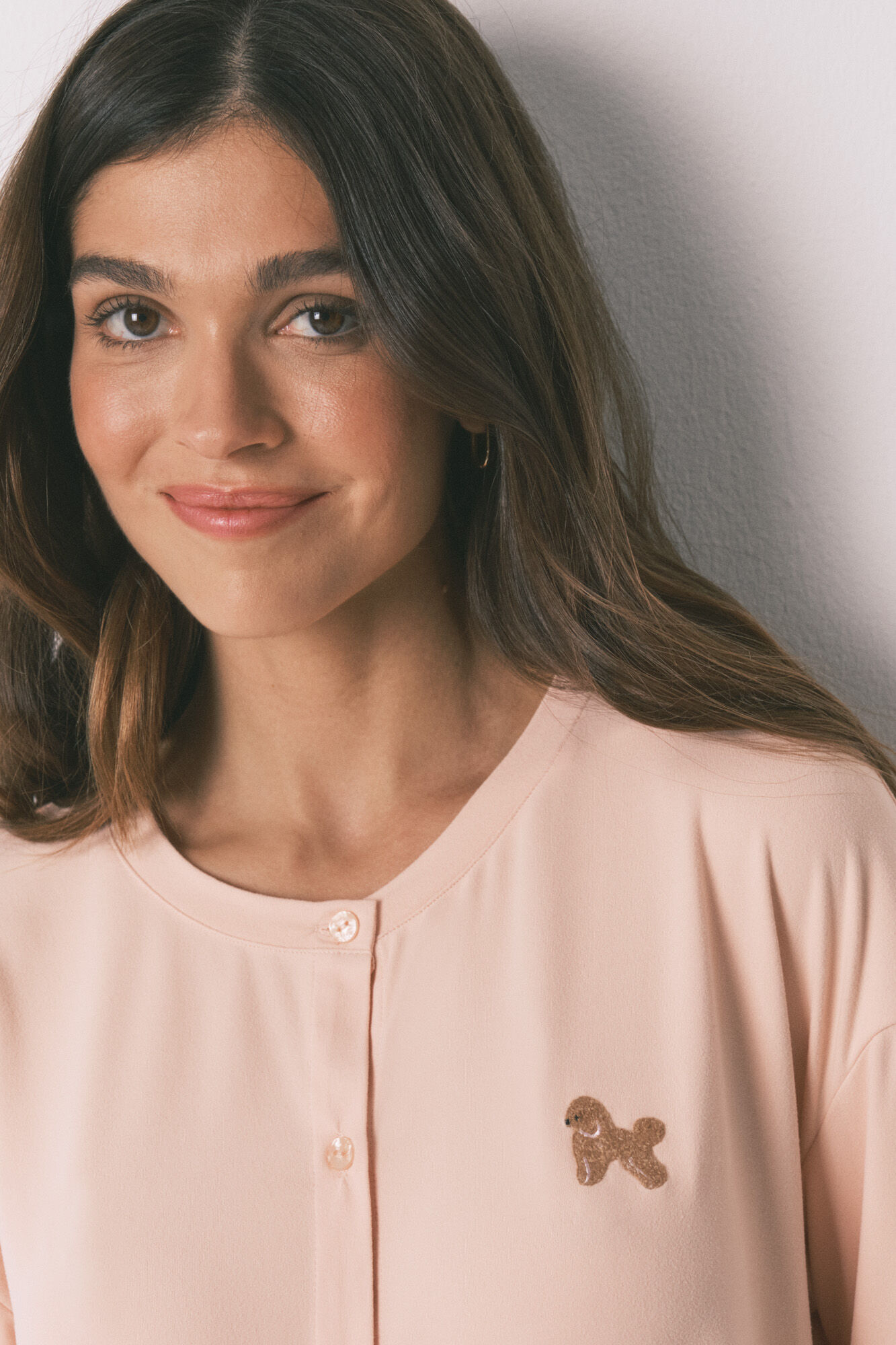 Women'secret Pink soft knit dog print long pyjamas