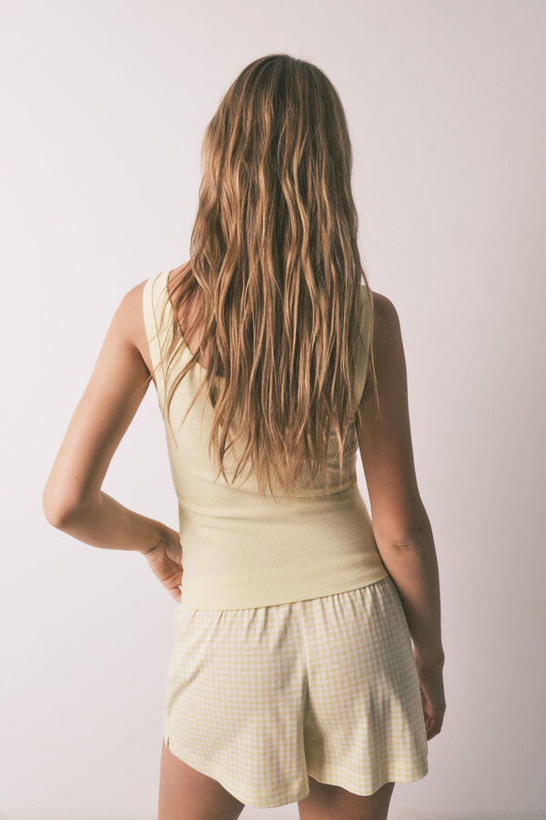 HI&BYE Yellow cotton plaid short pyjamas yellow