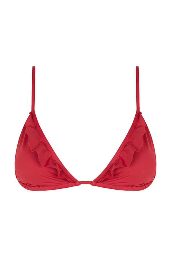 Womensecret Red triangle bikini top with ruffles red