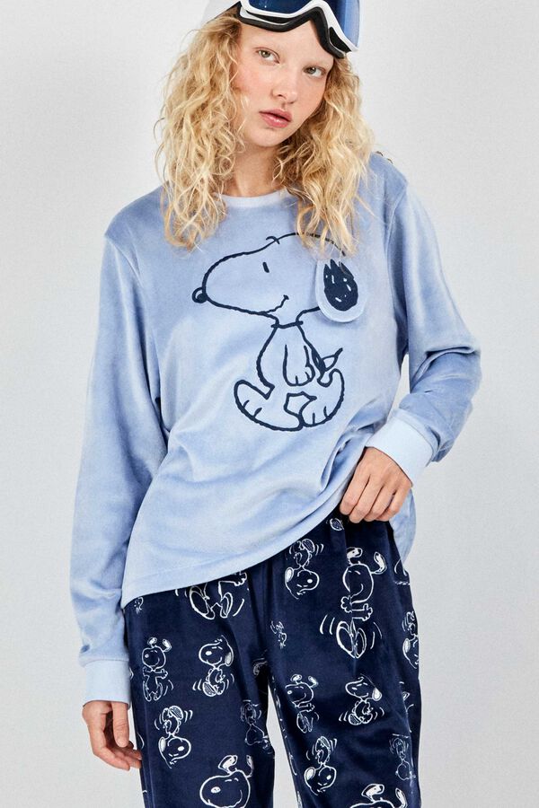 Gisela Snoopy long pyjamas with contrast print trousers blue