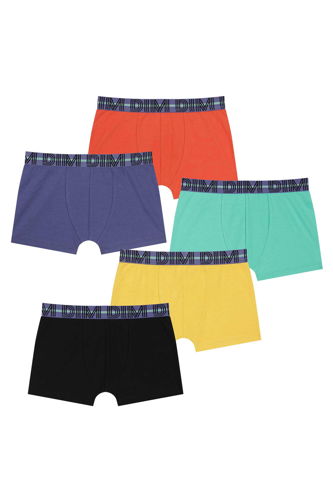 DIM Pack de 5 boxers de ni&ntilde;o de algod&oacute;n en varios colores