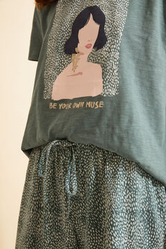 Womensecret Short green printed organic cotton pyjamas green