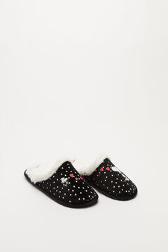 Womensecret Black velour open-back Snoopy slippers black