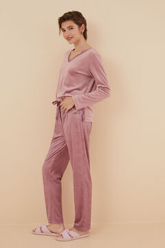 Womensecret Pink stretch velvet pyjamas pink