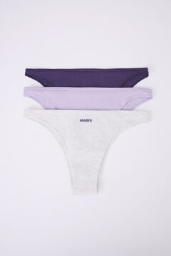 Womensecret Of purple, grey and lilac cotton Brazilian panties 3 white