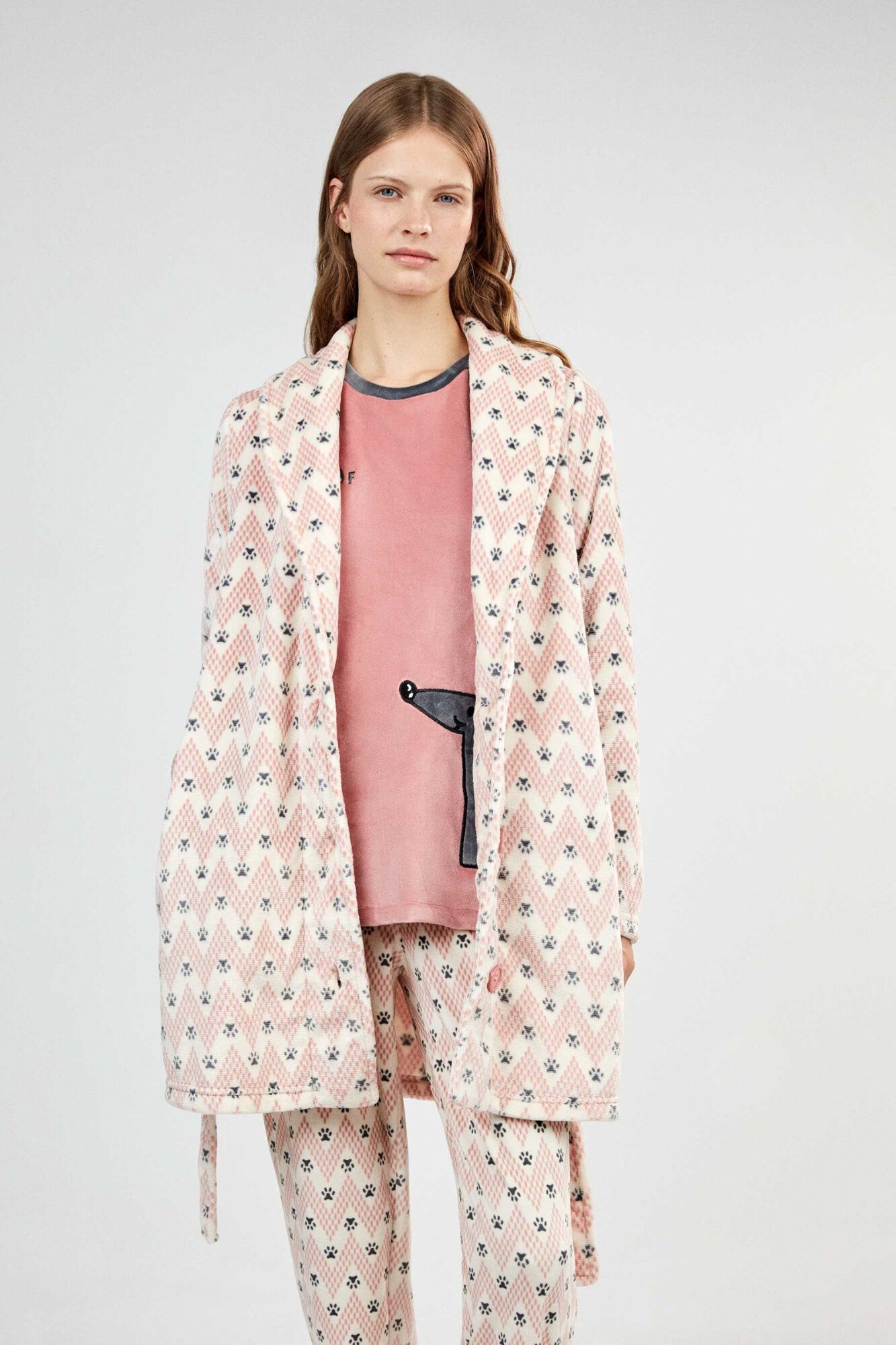 Gisela Printed shawl collar robe