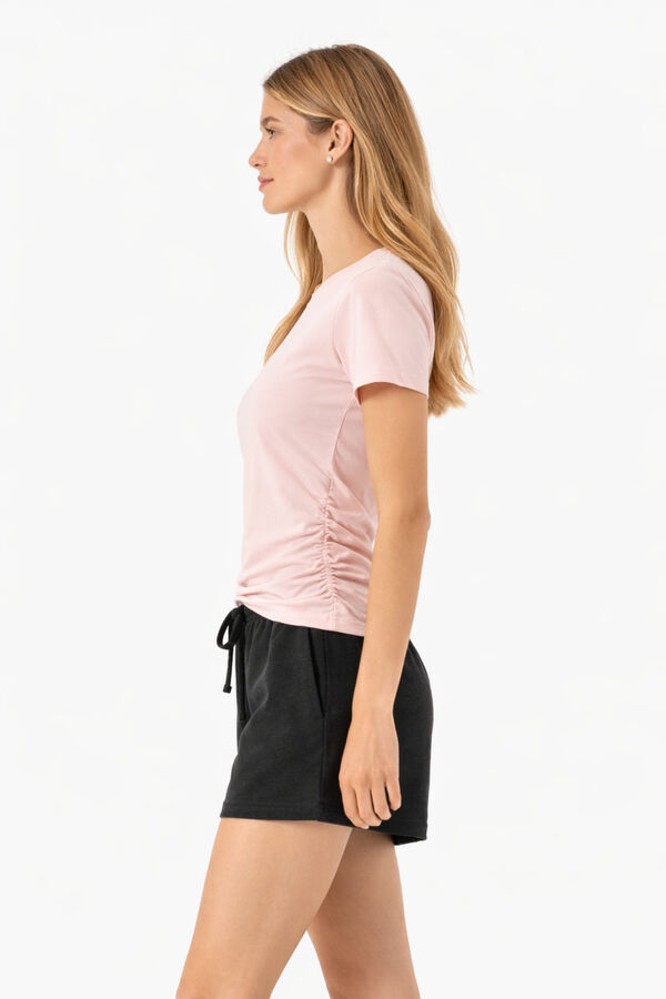 Lmtd Camiseta de manga corta con fruncido rosa