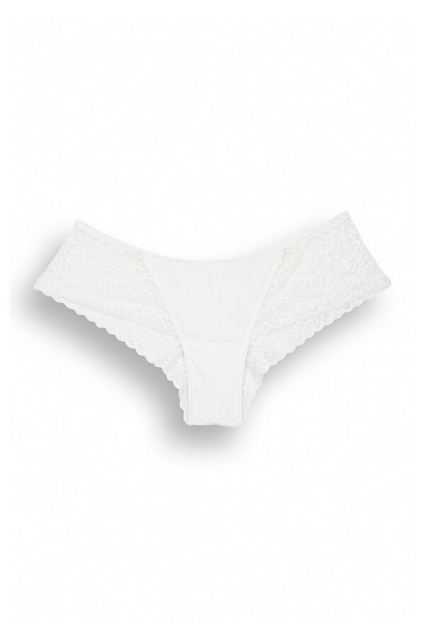 Womensecret White lace wide side Brazilian panty white