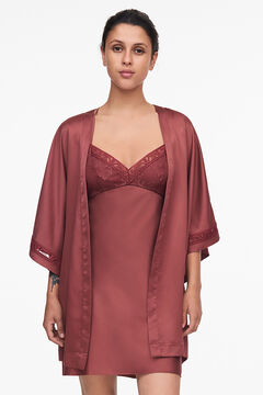 Womensecret Olivia satin kimono with lace and embroidered tulle imprimé