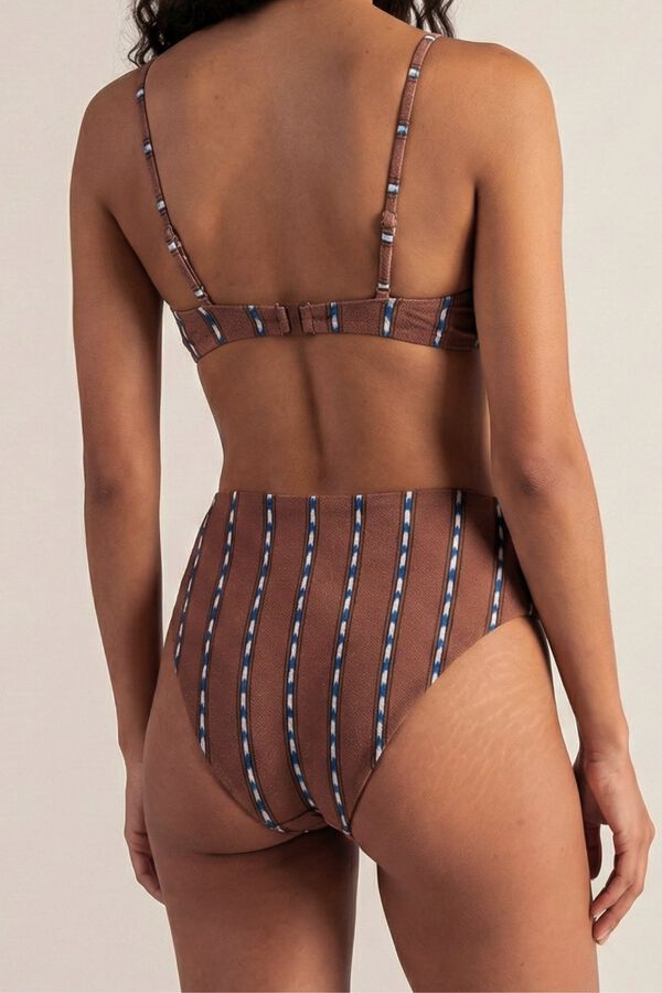 Robin Cueca de biqu&iacute;ni cintura alta com estampado de palmeira estampado