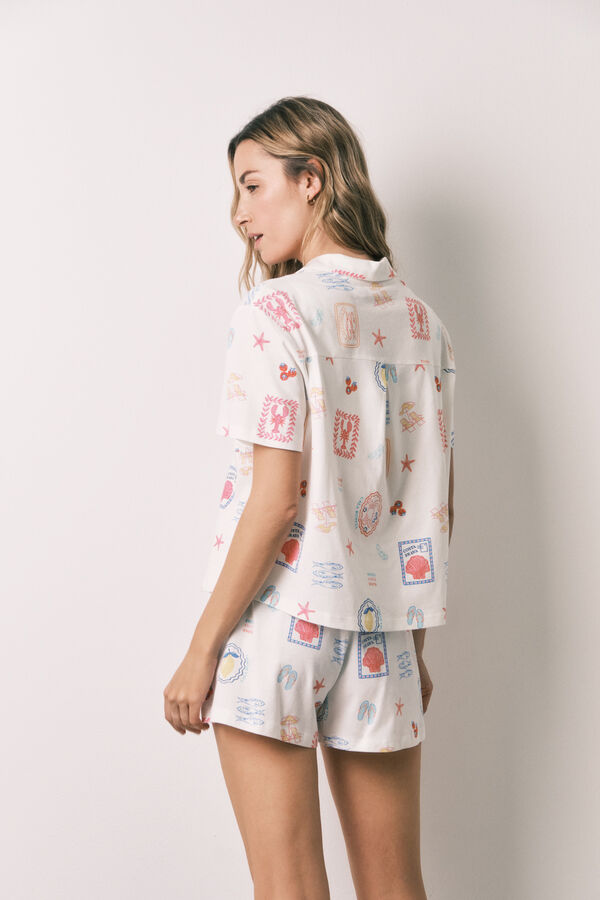 Women'secret Multicoloured print short classic pyjamas white