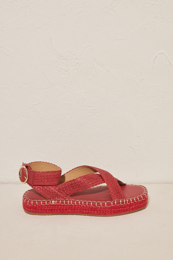 Womensecret Red jute platform sandals Crvena