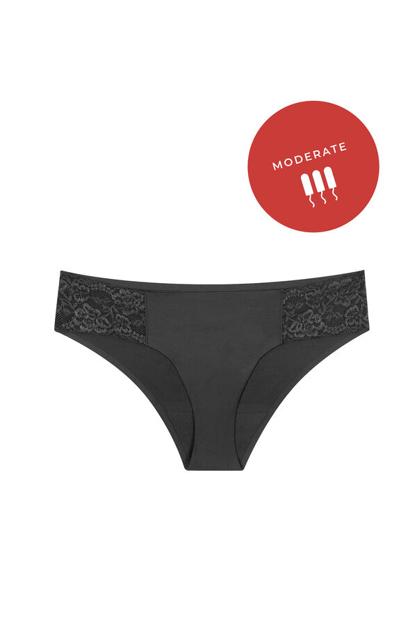 Womensecret Braga menstrual bikini encaje negra – Absorción media Crna