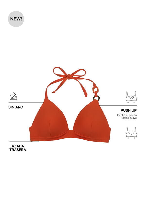Women'secret Orange fixed triangle bikini top red