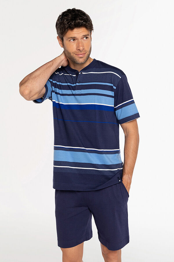 Punto Blanco Conjunto pijama corto rayas 100% algod&oacute;n azul