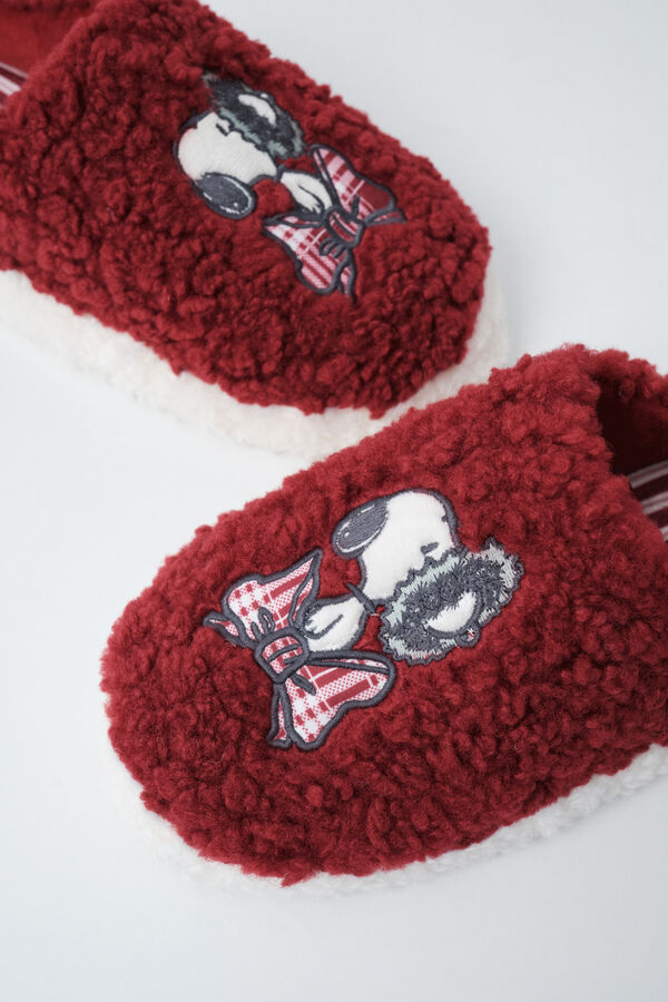 Women'secret Red faux shearling Snoopy slippers red