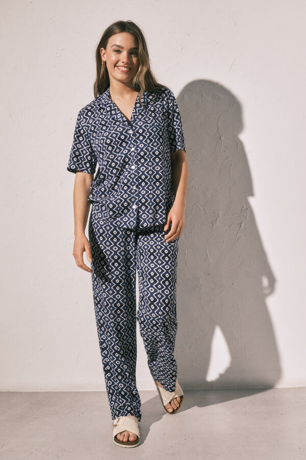 Women'secret Blue printed classic pyjamas blue