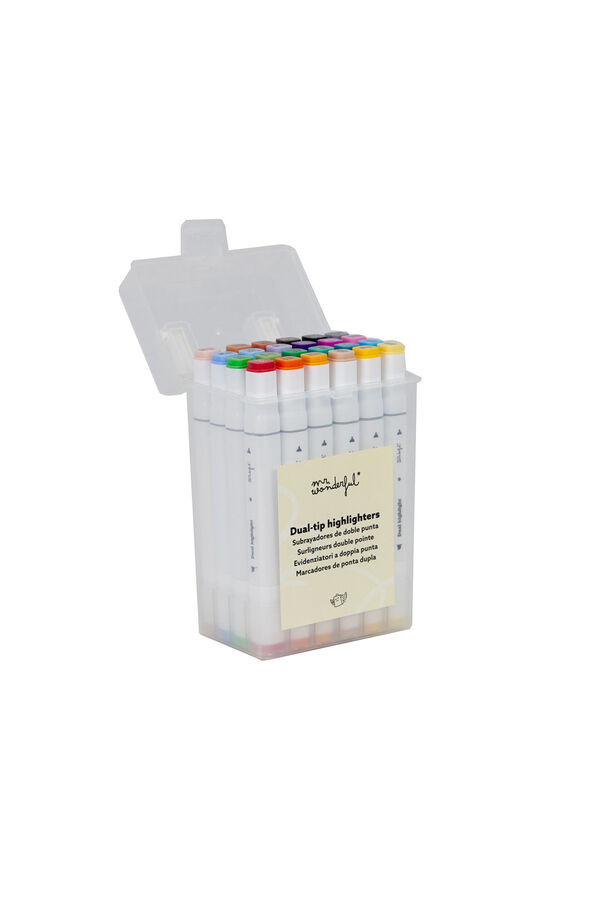 Mr. Wonderful Conjunto de 24 marcadores de ponta dupla - Destaque duplo estampado