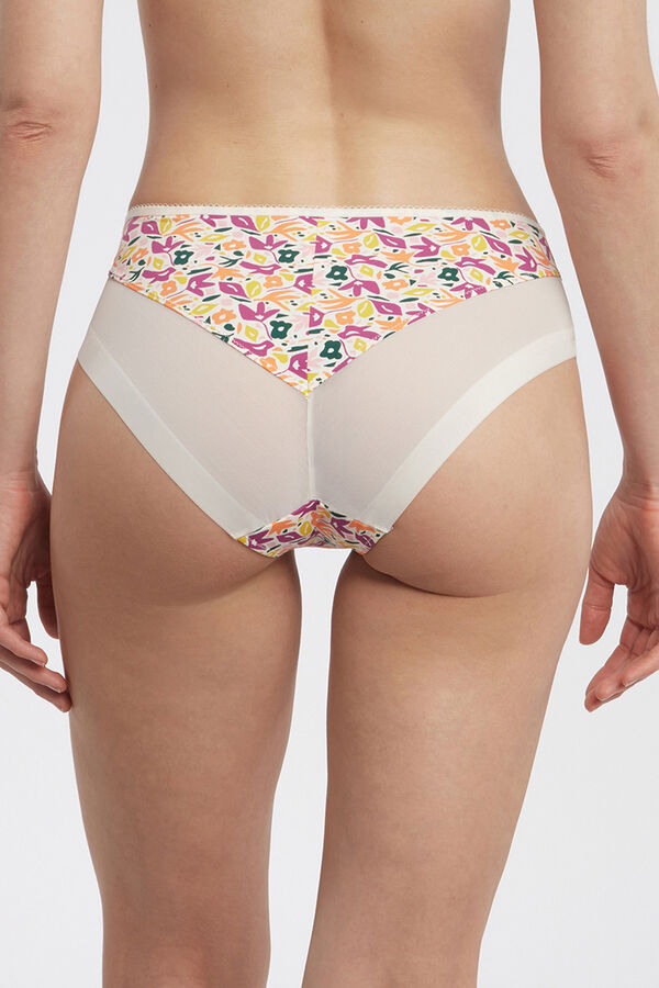 Womensecret Classic panties in soft microfibre with mesh details fehér