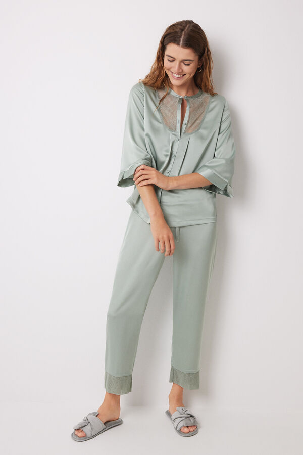 Womensecret Long green chiffon pajamas green