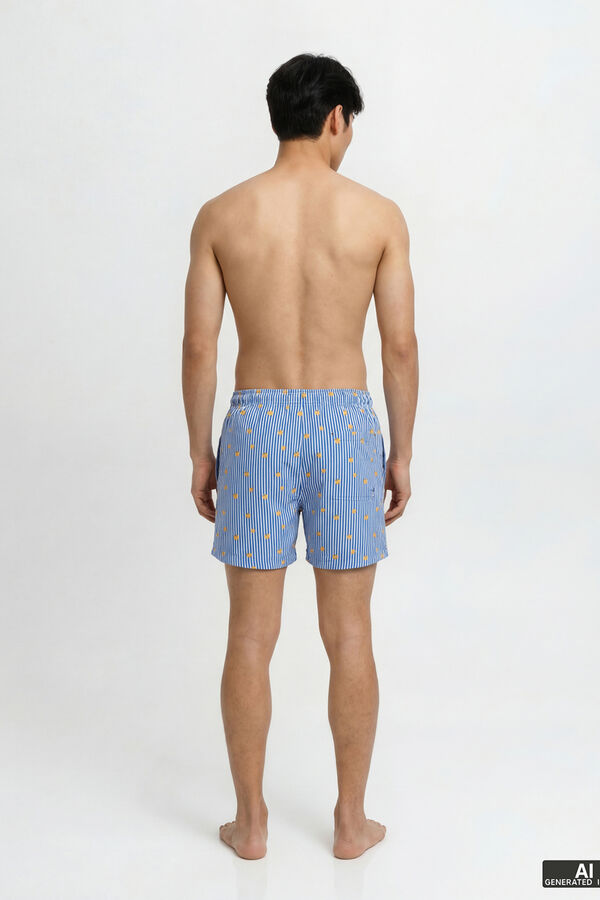 Jack & Jones Striped logo print swimwear blue