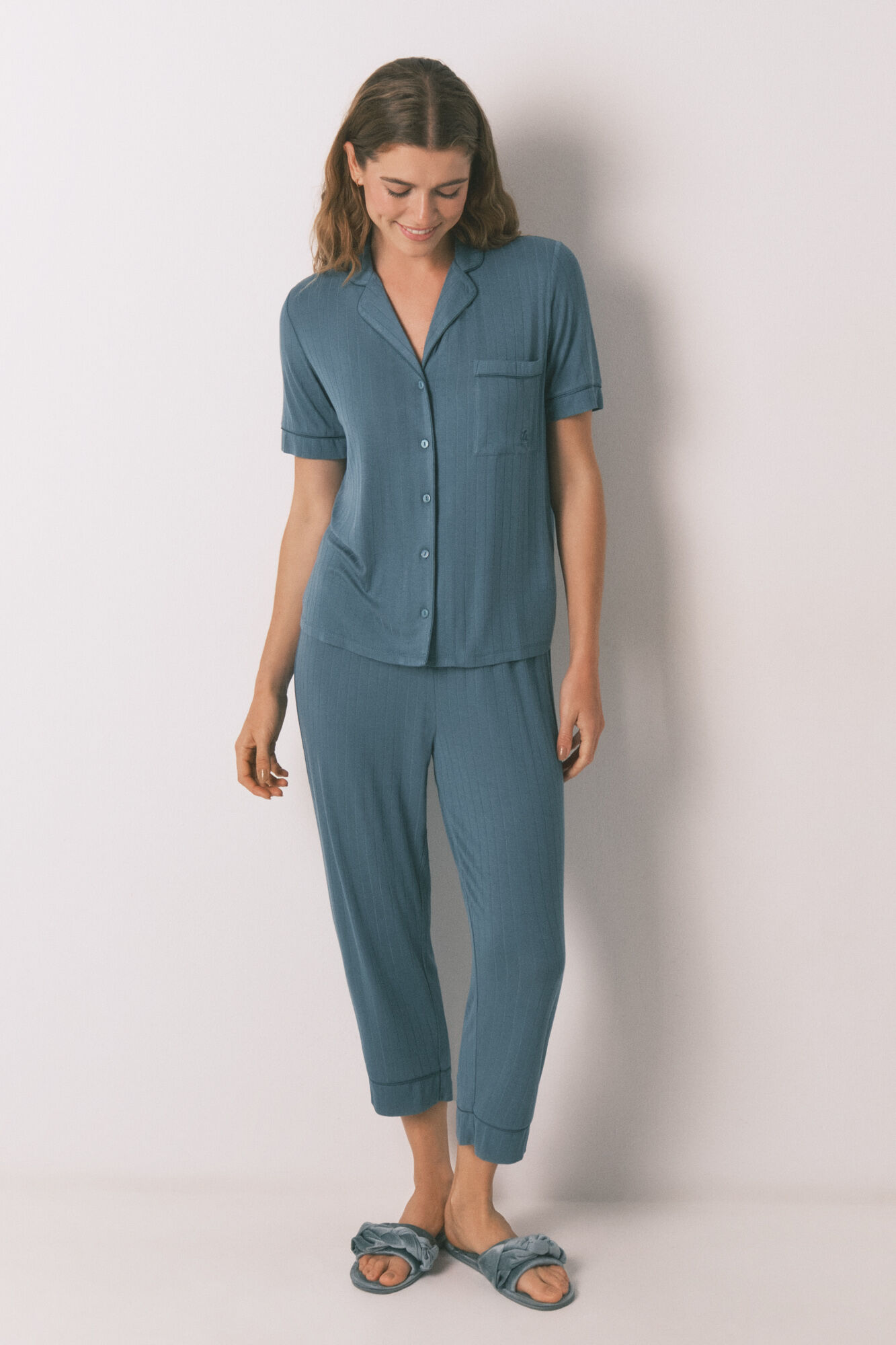 Women'secret Green viscose Capri shirt pajamas