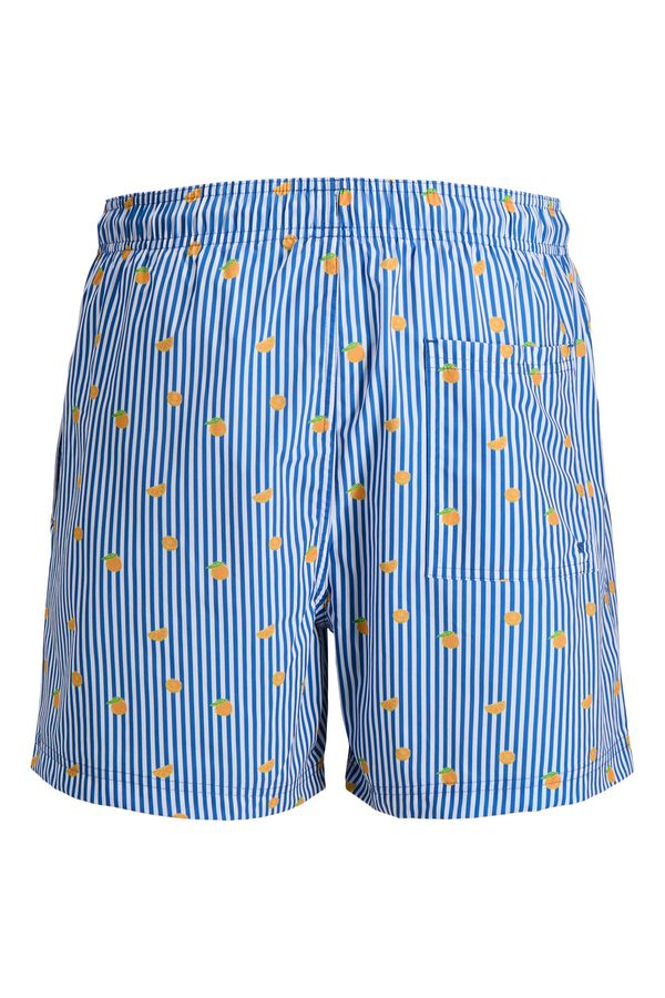 Jack & Jones Striped logo print swimwear blue