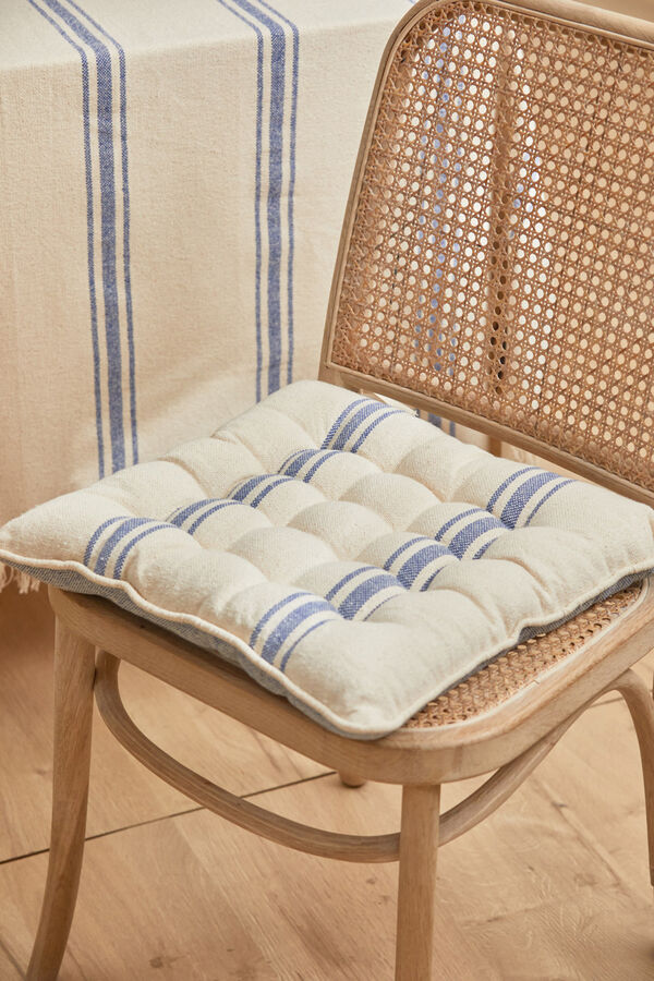 Womensecret Bari washable square chair cushion with woven blue stripes Plava
