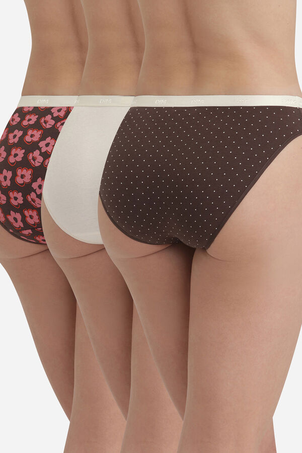 DIM Pacote com 3 calcinhas de algod&atilde;o el&aacute;stico com estampas estampado