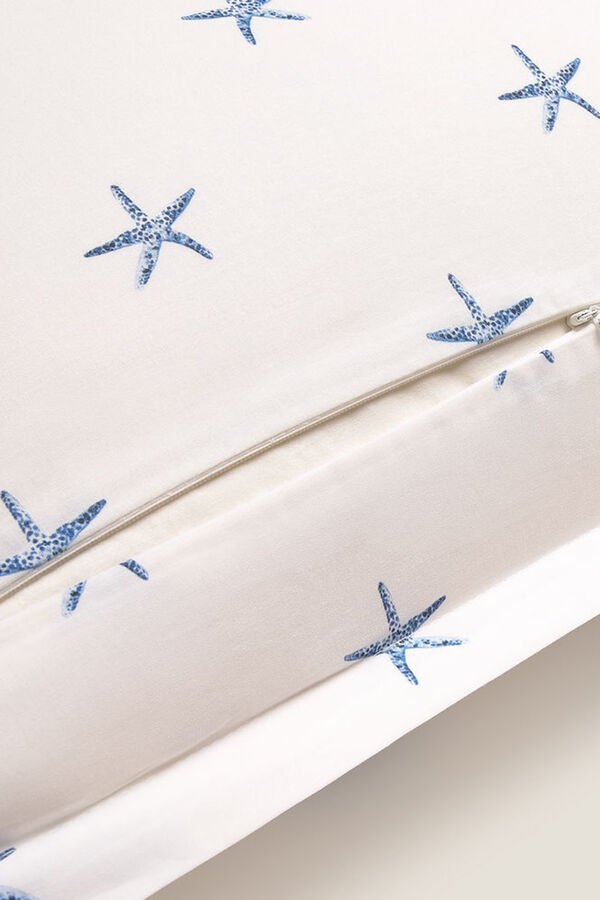 Textura Capa de almofada de algod&atilde;o com motivos marinhos azul