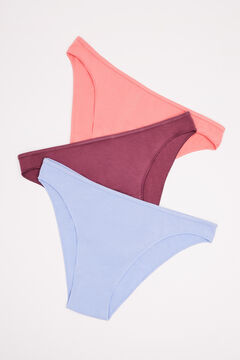 Womensecret Pack 3 cuecas clássicas multicoloridas: rosa, lilás, bordô 