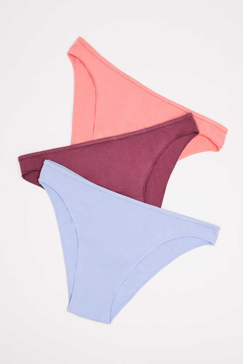 Womensecret 3-pack multicoloured classic panties: pink, lilac, burgundy 