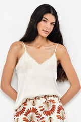 Gisela Camiseta tirantes detalle palmeras beige