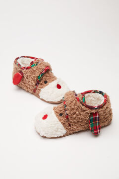 Womensecret Kid's 3D Christmas reindeer slippers nude