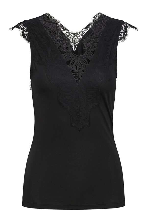 Womensecret Essential lingerie detail T-shirt noir