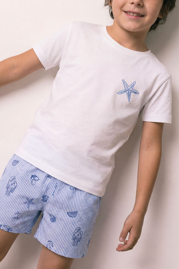 Women'secret Pijama curto infantil em algod&atilde;o Family Collection bege