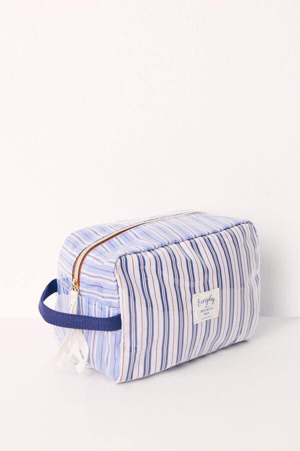 Womensecret Large striped print toiletry bag  blue