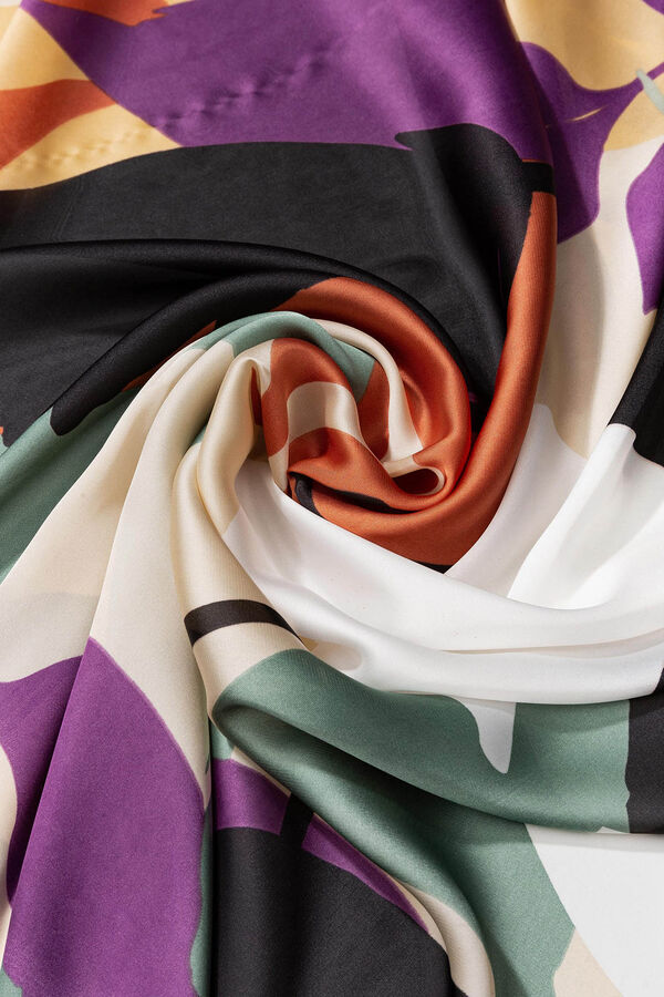 Vilanova Len&ccedil;o estampado acetinado verde