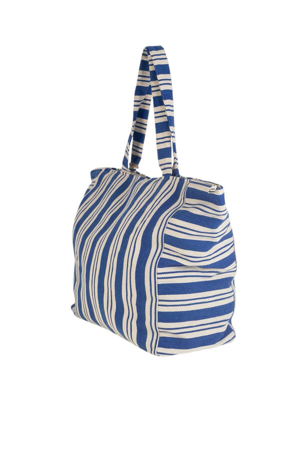 Kbas Bolsa de praia de lona riscas azul