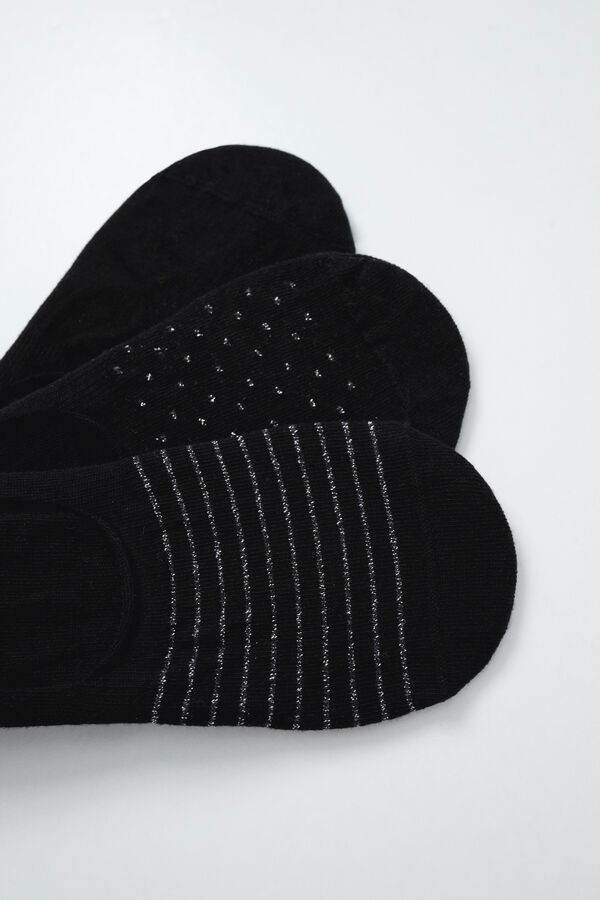 Women'secret 3-pack black cotton no-show socks black
