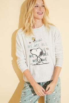 Womensecret Pyjama long polaire Snoopy ivoire beige