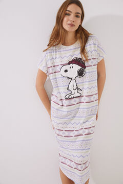 Womensecret Midi Snoopy nightgown with border printed