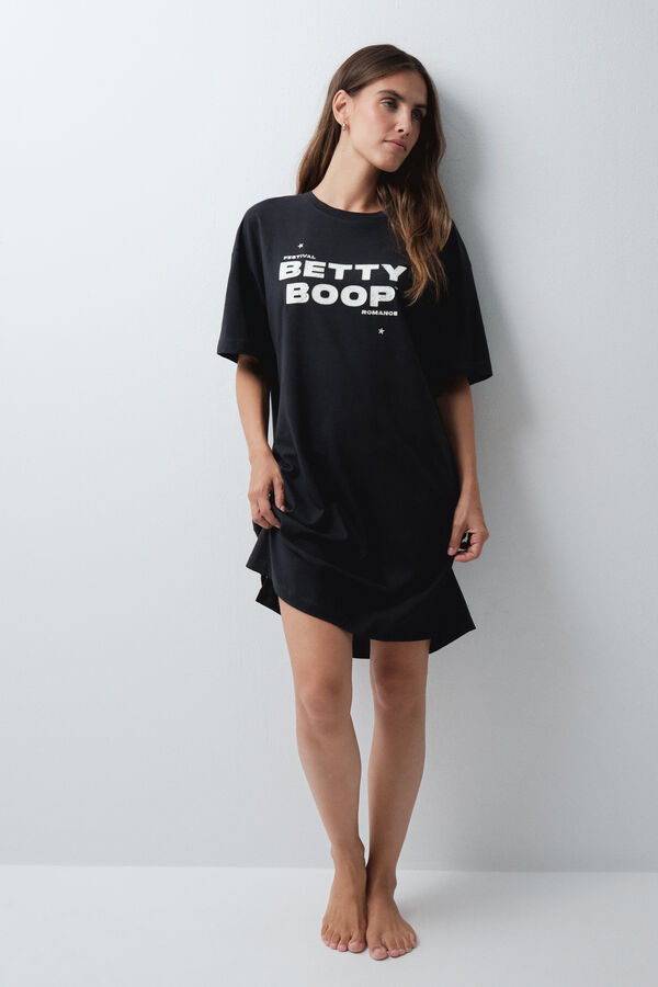 Women'secret Nuisette courte Betty Boop gris fonc&eacute; gris